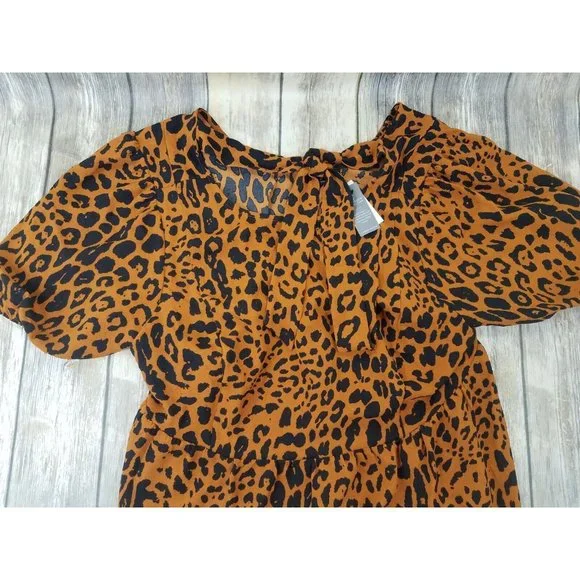 Lane Bryant Illusion Collection Blouse Top Womens Size 18 Brown Animal Print New - Picture 2 of 13